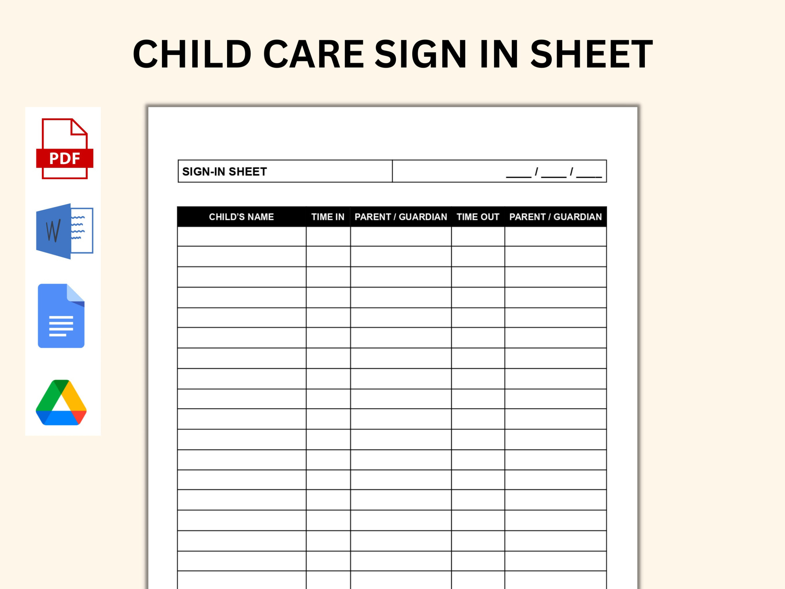 Custom Preschool Sign In And Out Sheet Template Word