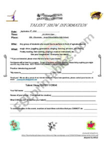 Custom Talent Show Sign Up Sheet Template Excel Sample