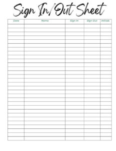 Custom Uniform Sign Out Sheet Template Excel