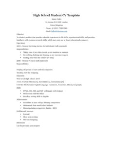 Editable College Resume For High School Students Template Example