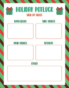 Editable Holiday Party Sign Up Sheet Template Doc