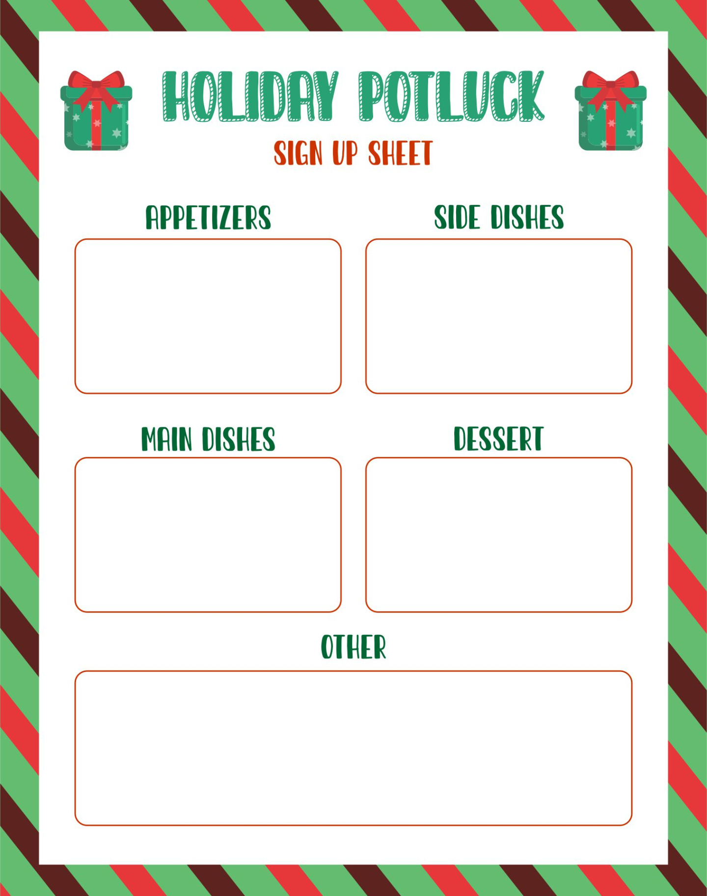 Editable Holiday Party Sign Up Sheet Template Doc