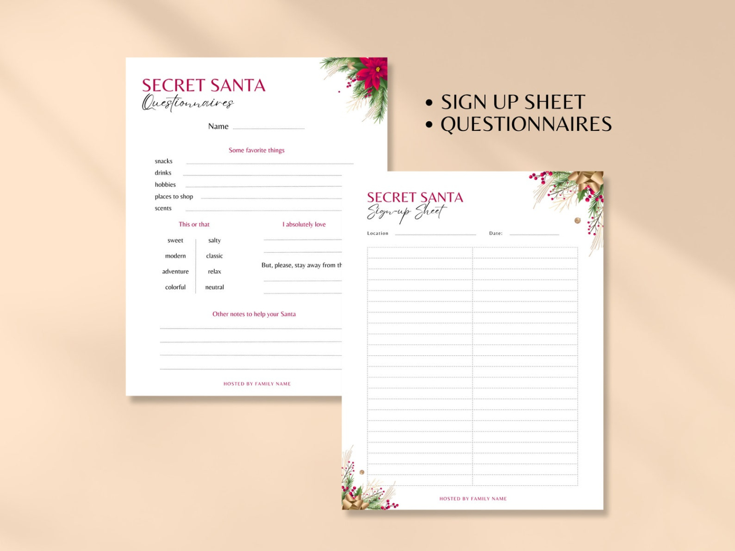 Editable Secret Santa Sign Up Template Doc Sample