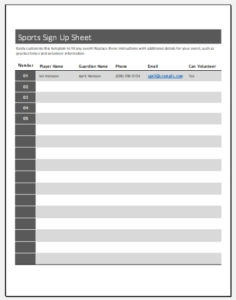 Editable Sports Sign Out Sheet Template Word