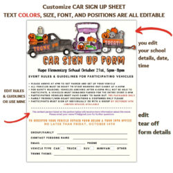 Editable Trunk Or Treat Sign Up Sheet Template Excel Sample