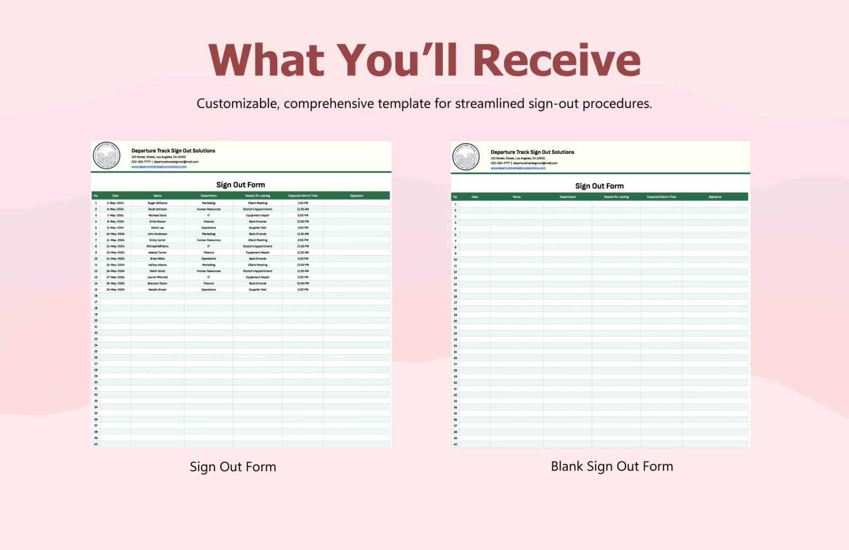 Editable Uniform Sign Out Sheet Template Pdf Sample