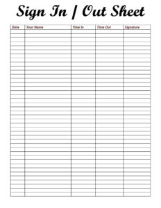 File Sign Out Sheet Template