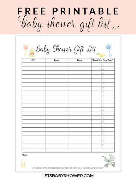 Free  Baby Shower Sign Up Sheet Template Doc