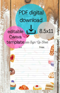 Free Blank Bake Sale Sign Up Sheet Template Doc