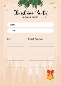 Free Blank Holiday Party Sign Up Sheet Template Doc