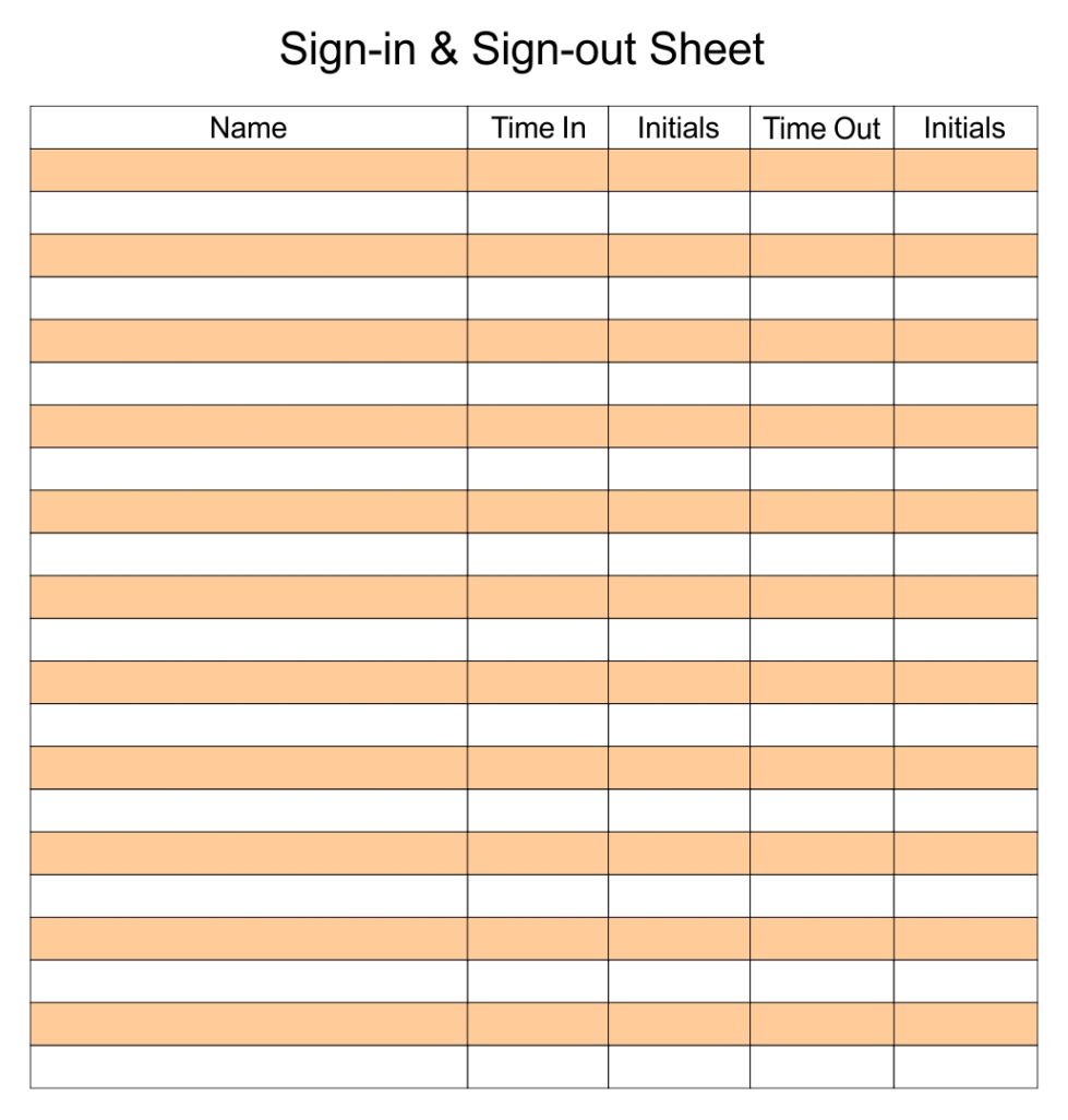 Free Blank Library Sign Out Sheet Template