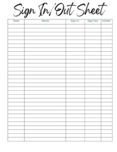 Free Blank Preschool Sign In And Out Sheet Template Doc Sample