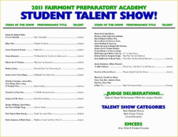 Free Blank Talent Show Sign Up Sheet Template Doc Sample