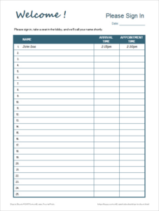 Free Blank Visitor Sign In Out Sheet Template Word Sample