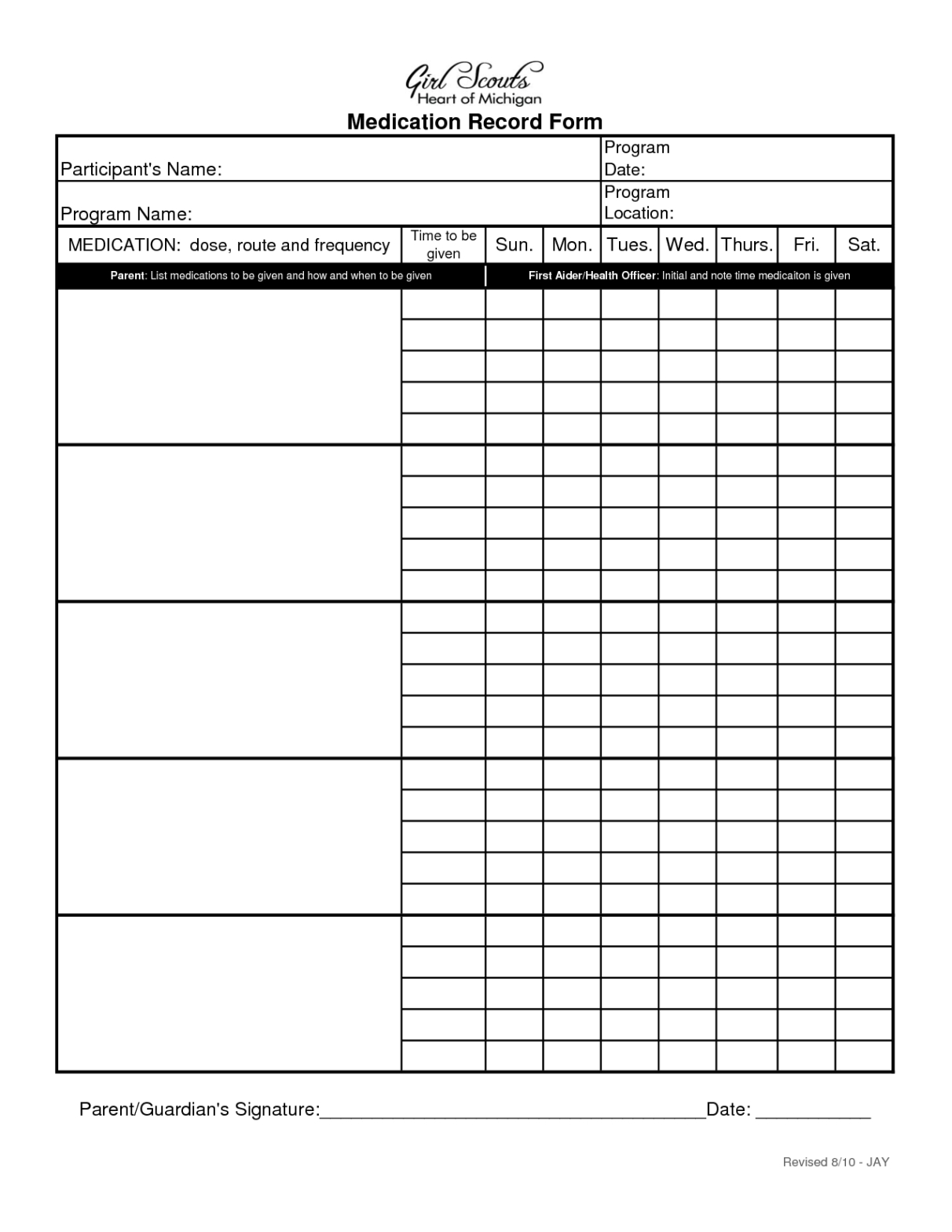 Free Custom Medication Sign Out Sheet Template Pdf Sample