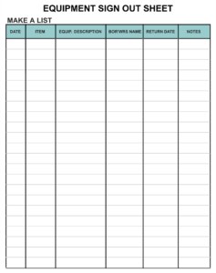 Free Custom Parent Sign In And Out Sheet Template Excel