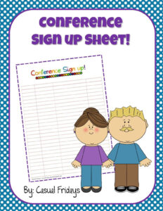 Free Custom Parent Teacher Conference Sign Up Sheet Template Doc Sample