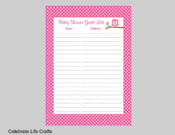 Free Editable Baby Shower Sign Up Sheet Template Excel Sample