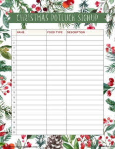 Free Editable Christmas Party Sign Up Sheet Template Excel