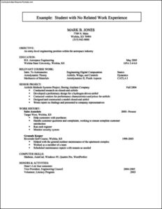 Free Editable First Resume No Work Experience Template Excel