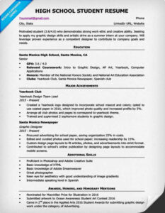 Free Editable High School Graduate Resume With No Work Experience Template