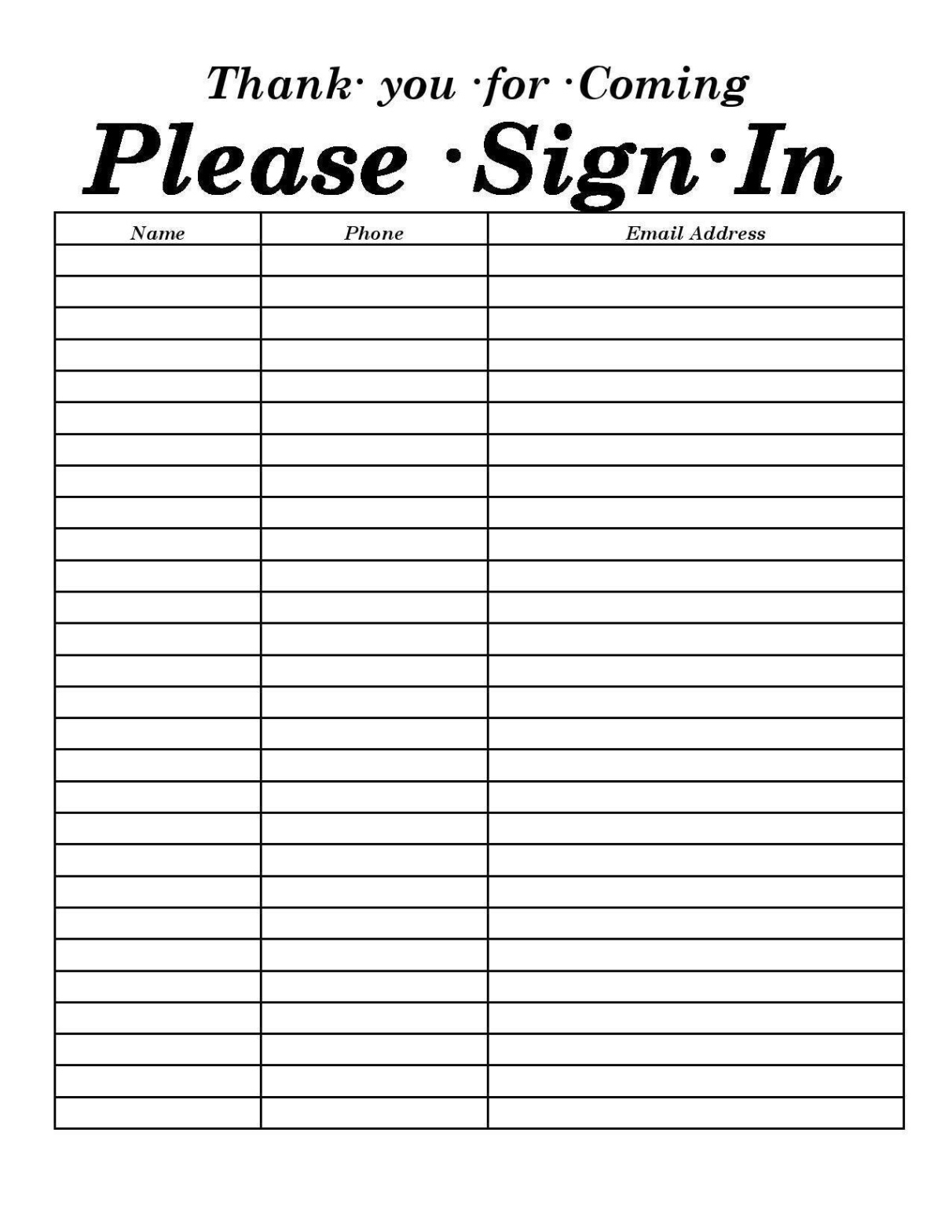 Free Editable Open House Sign Up Sheet Template Word