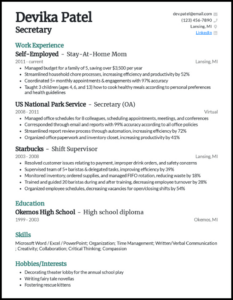 Free Editable Stay At Home Mom Resume Template