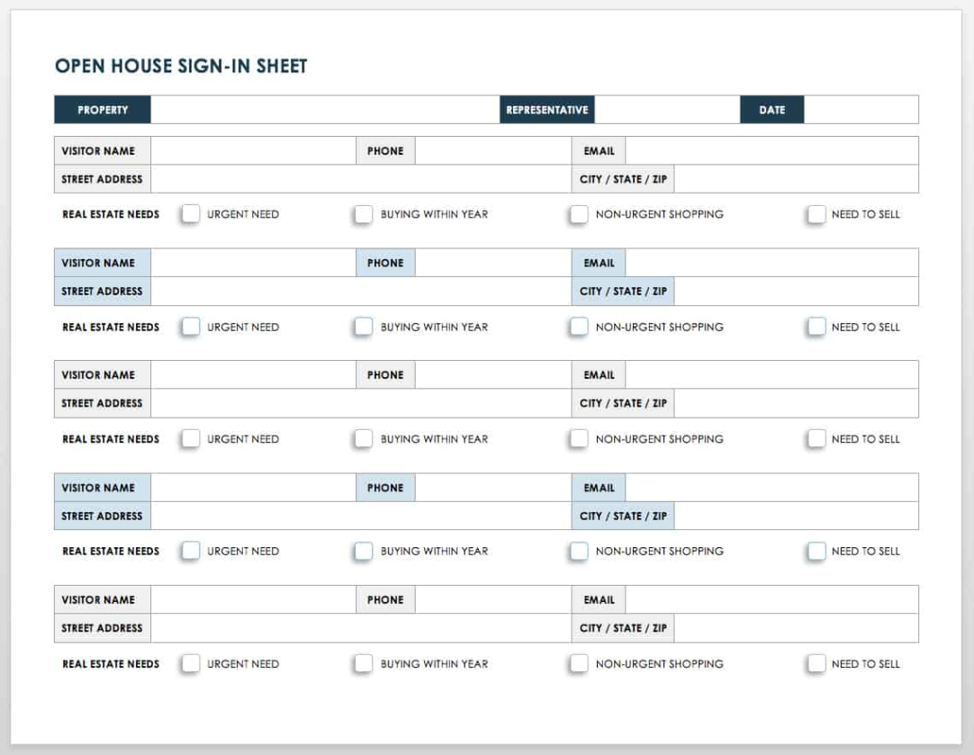 Free  Open House Sign Up Sheet Template  Sample