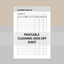 Free Printable Bathroom Sign Off Sheet Template Word Sample