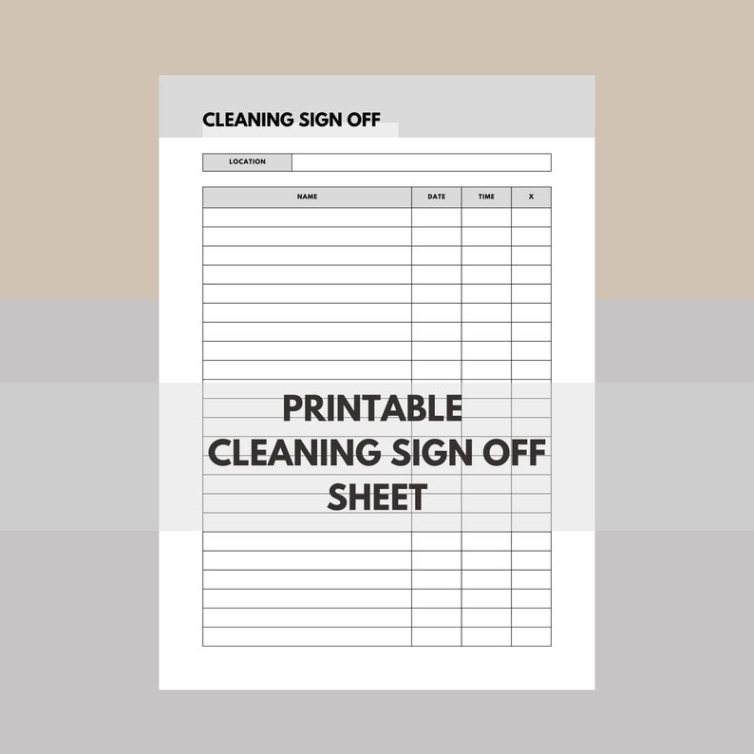 Free Printable Bathroom Sign Off Sheet Template Word Sample