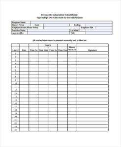 Free Printable Classroom Sign Out Sheet Template Doc