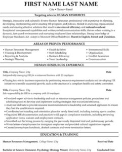 Free Printable Human Resources Manager Resume Template Sample