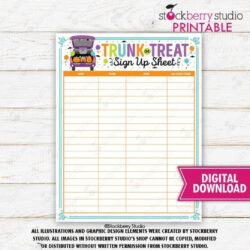 Free Printable Trunk Or Treat Sign Up Sheet Template Pdf