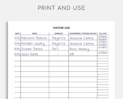 Free Printable Visitor Sign In Out Sheet Template Doc