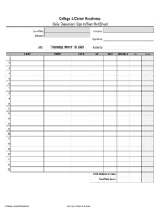 Free  Radio Sign In And Out Sheet Template