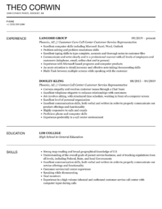 Printable Customer Service Representative Resume Template