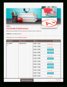 Printable Parent Teacher Conference Sign Up Sheet Template Word