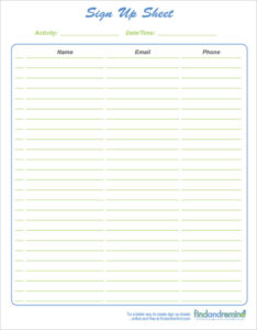 Printable Safety Committee Sign Up Sheet Template  Sample