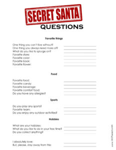 Printable Secret Santa Sign Up Template Pdf