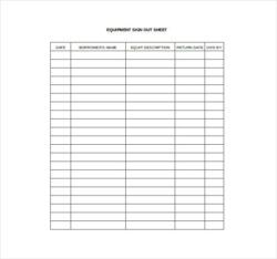 Printable Sports Sign Out Sheet Template Excel