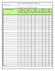 Printable Teacher Sign In Sign Out Sheet Template Excel