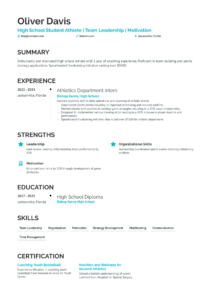 Sample High School Student Athlete Resume Template Excel