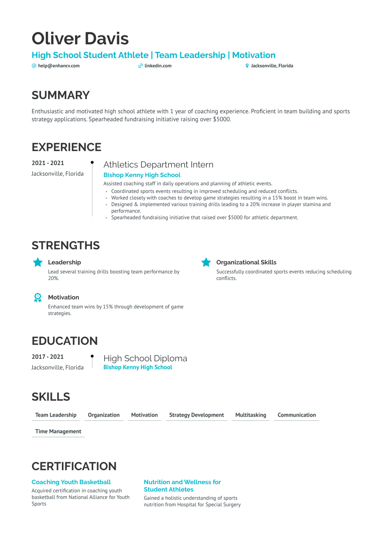 Sample High School Student Athlete Resume Template Excel