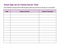 School Club Sign Up Sheet Template Pdf Sample