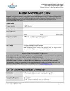 Acceptance Approval Sign Off Template Word