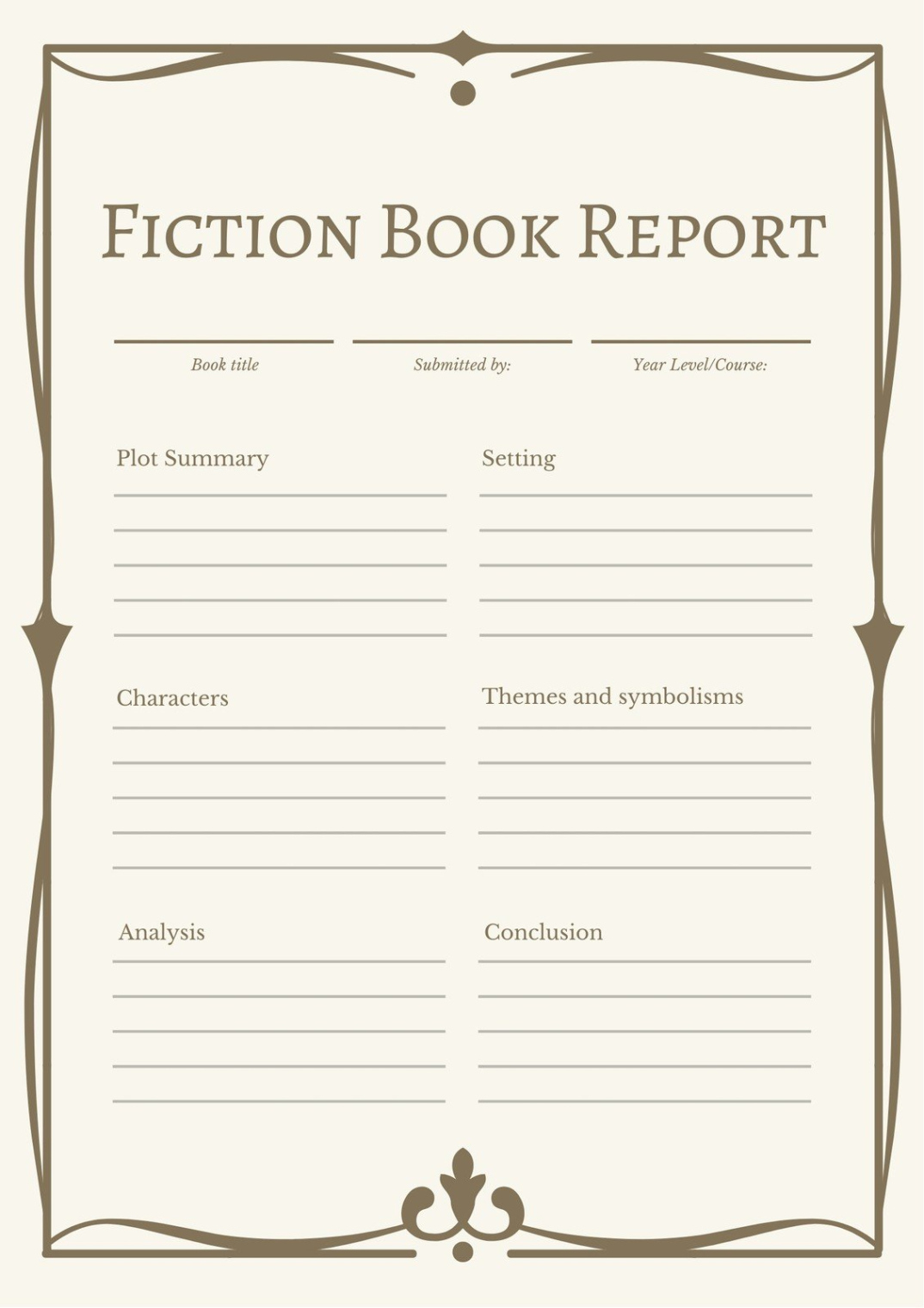 Blank 3Rd Grade Fiction Book Report Template Sample