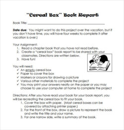 Blank 5Th Grade Cereal Box Book Report Template Sample