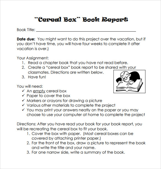 Blank 5Th Grade Cereal Box Book Report Template Sample