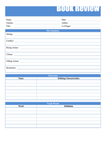 Blank 5Th Grade Fiction Book Report Template Sample