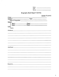 Blank Book Report For 5Th Grade Template Example